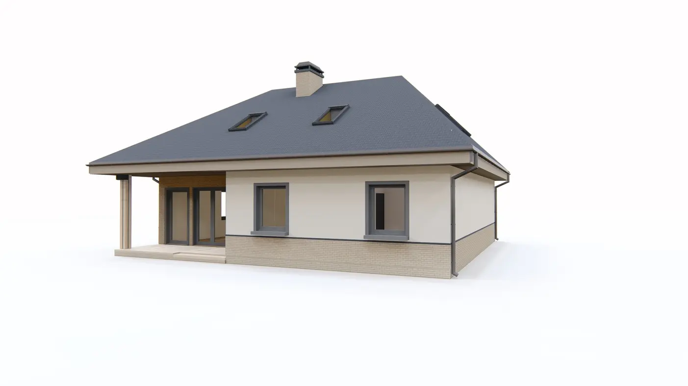 Home project  - Dom z poddaszem użytkowym i funkcjonalnym wnętrzem, dach kopertowy.