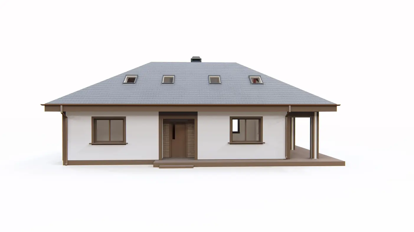 Home project  - Tradycyjny dom przekryty dachem kopertowym z praktycznym poddaszem użytkowym.