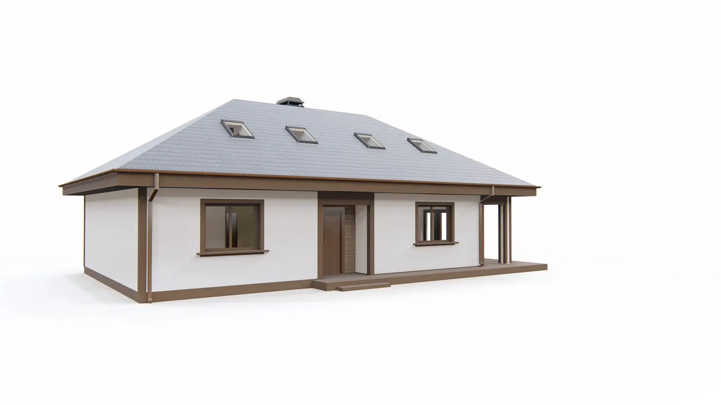 Home project  - Tradycyjny dom przekryty dachem kopertowym z praktycznym poddaszem użytkowym.