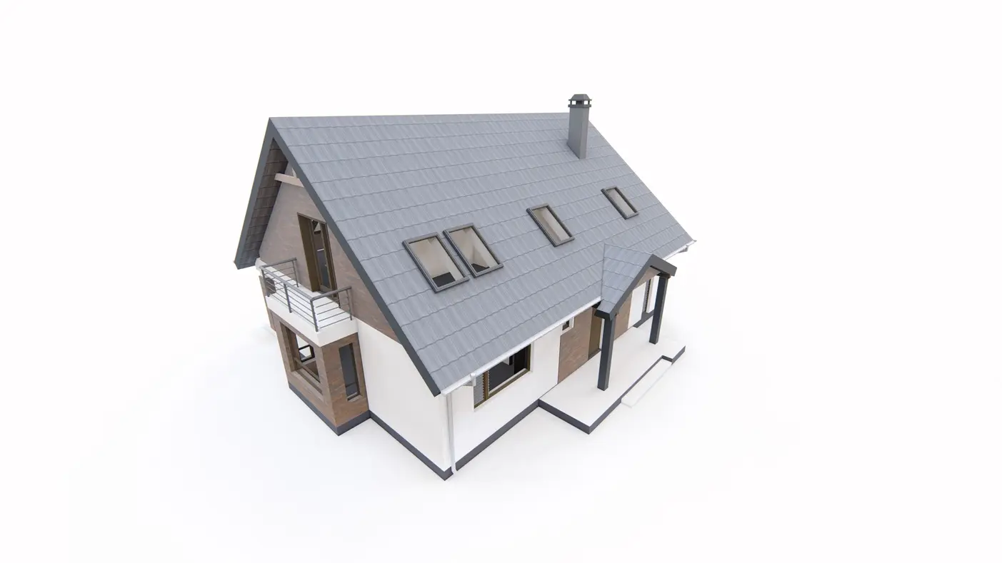 Home project  - Ekonomiczny i łatwy w budowie dom ze stylowym wykuszem.