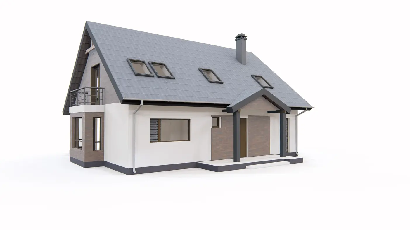 Home project  - Ekonomiczny i łatwy w budowie dom ze stylowym wykuszem.