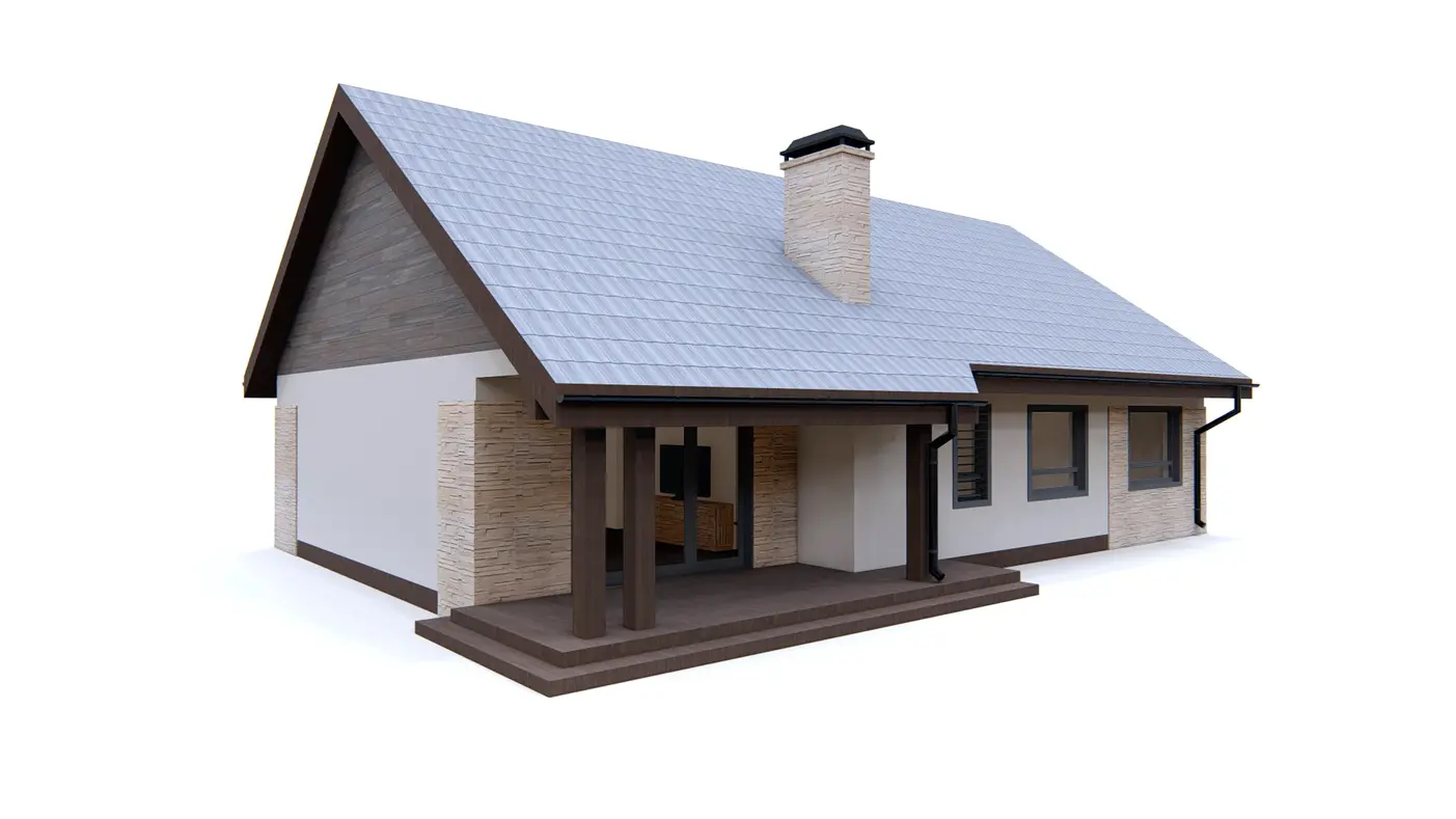 Gotowy projekt domu  - Parterowy dom tani w budowie z dużym P.G oraz z opcją zagospodarowania poddasza.