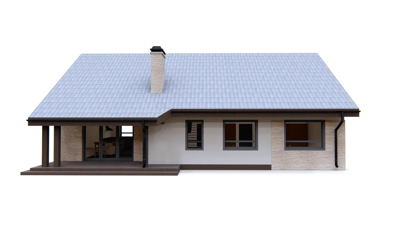Gotowy projekt domu  - Parterowy dom tani w budowie z dużym P.G oraz z opcją zagospodarowania poddasza.