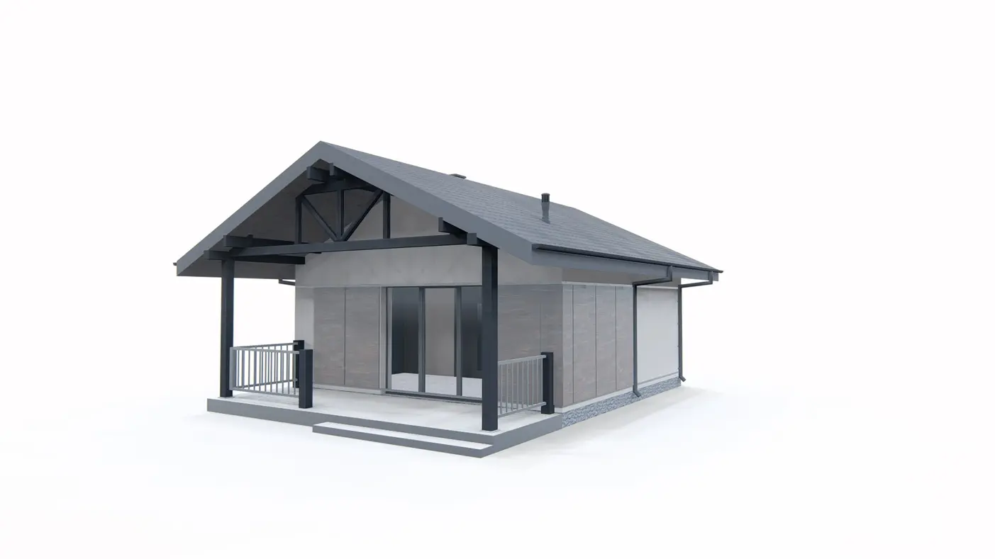 Home project  - Mały letniskowy dom z werandą 