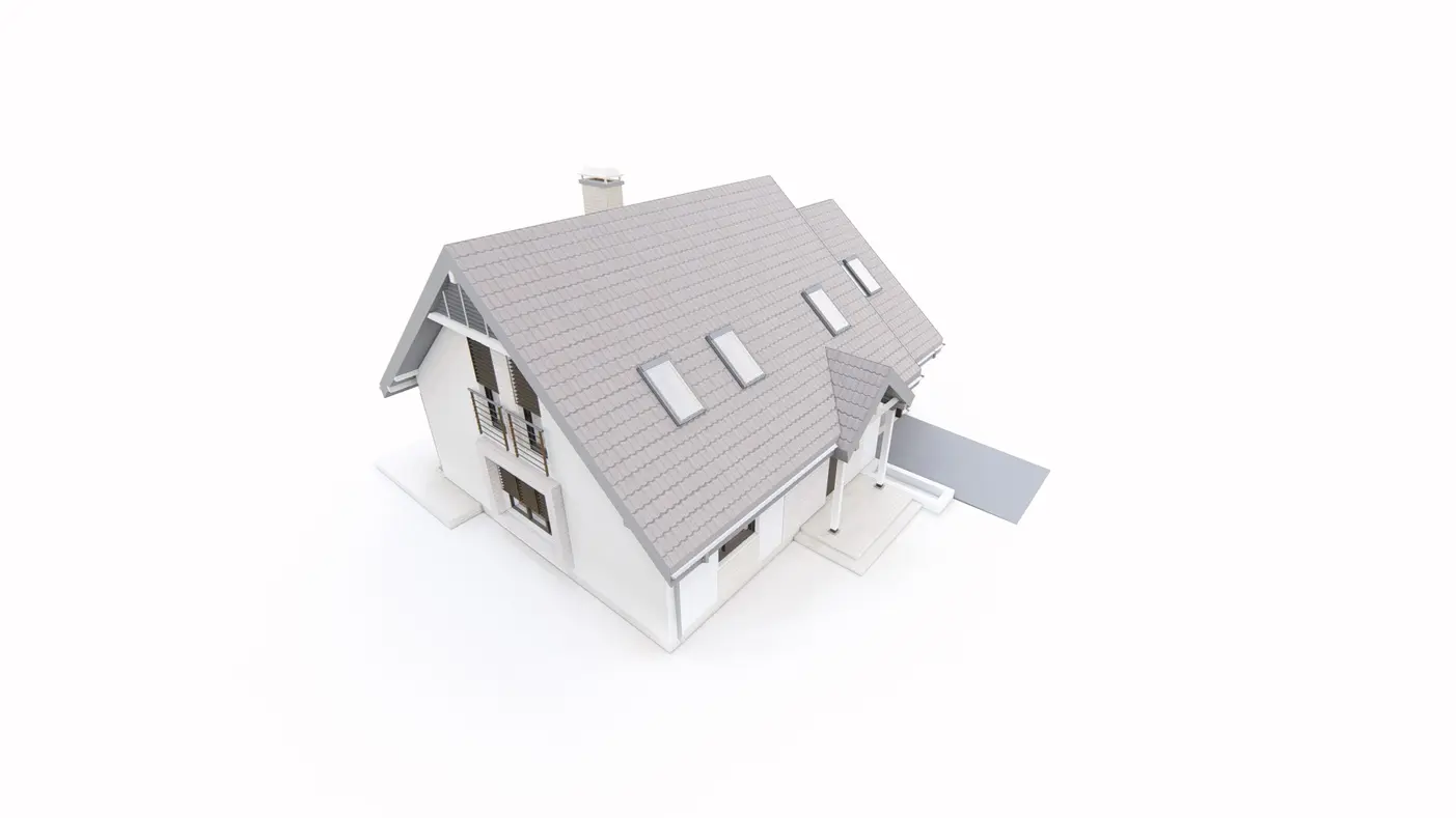 Home project  - Łatwy w budowie projekt domu z poddaszem, wykuszem i garażem od frontu.