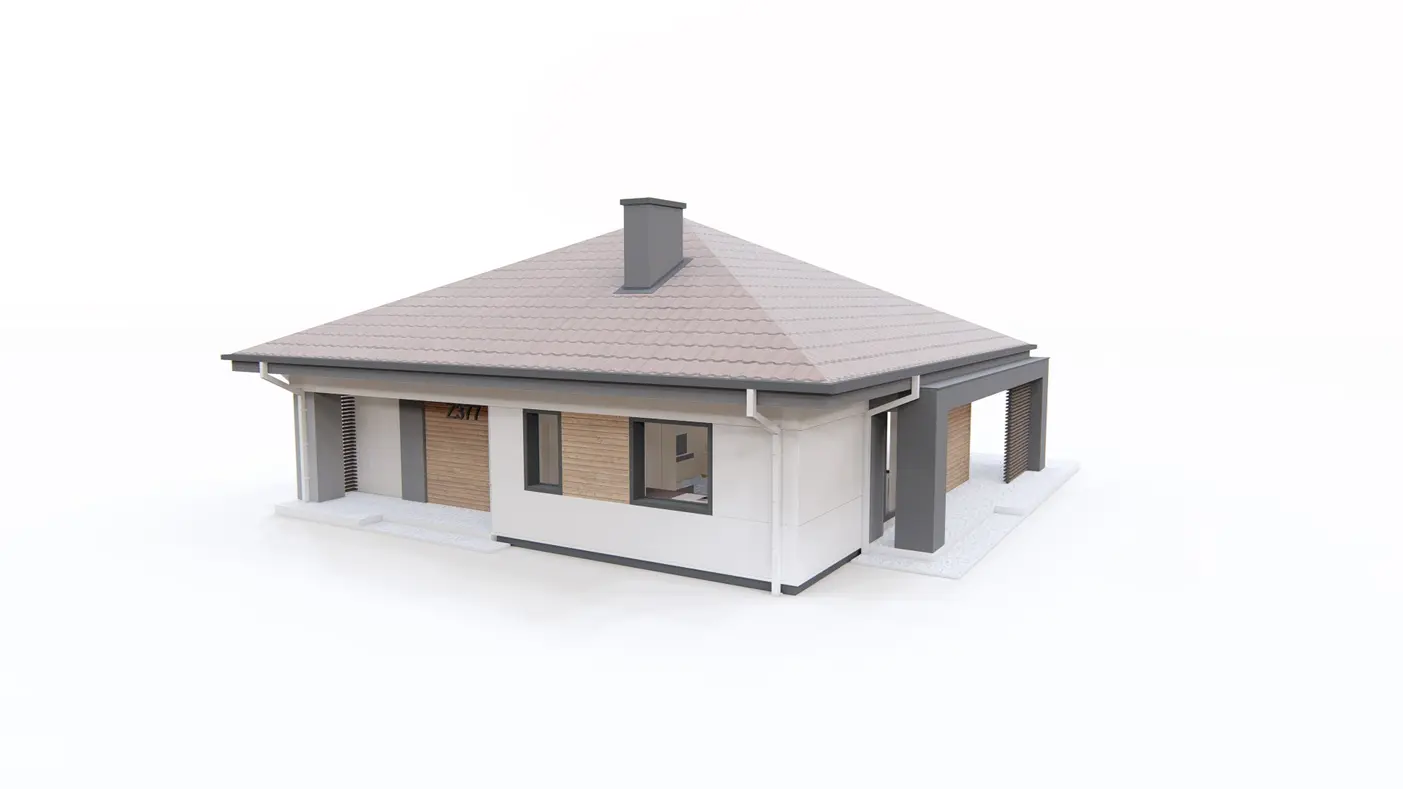 Home project  - Z370 to dom jednorodzinny z dachem dwuspadowym oraz jednostanowiskowym garażem