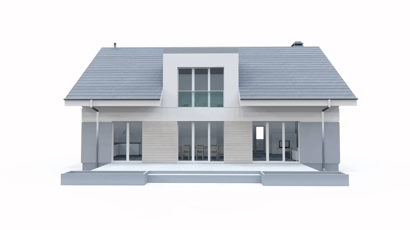 Home project  - Współczesny dom jednorodzinny z lukarną i garażem dwustanowiskowym