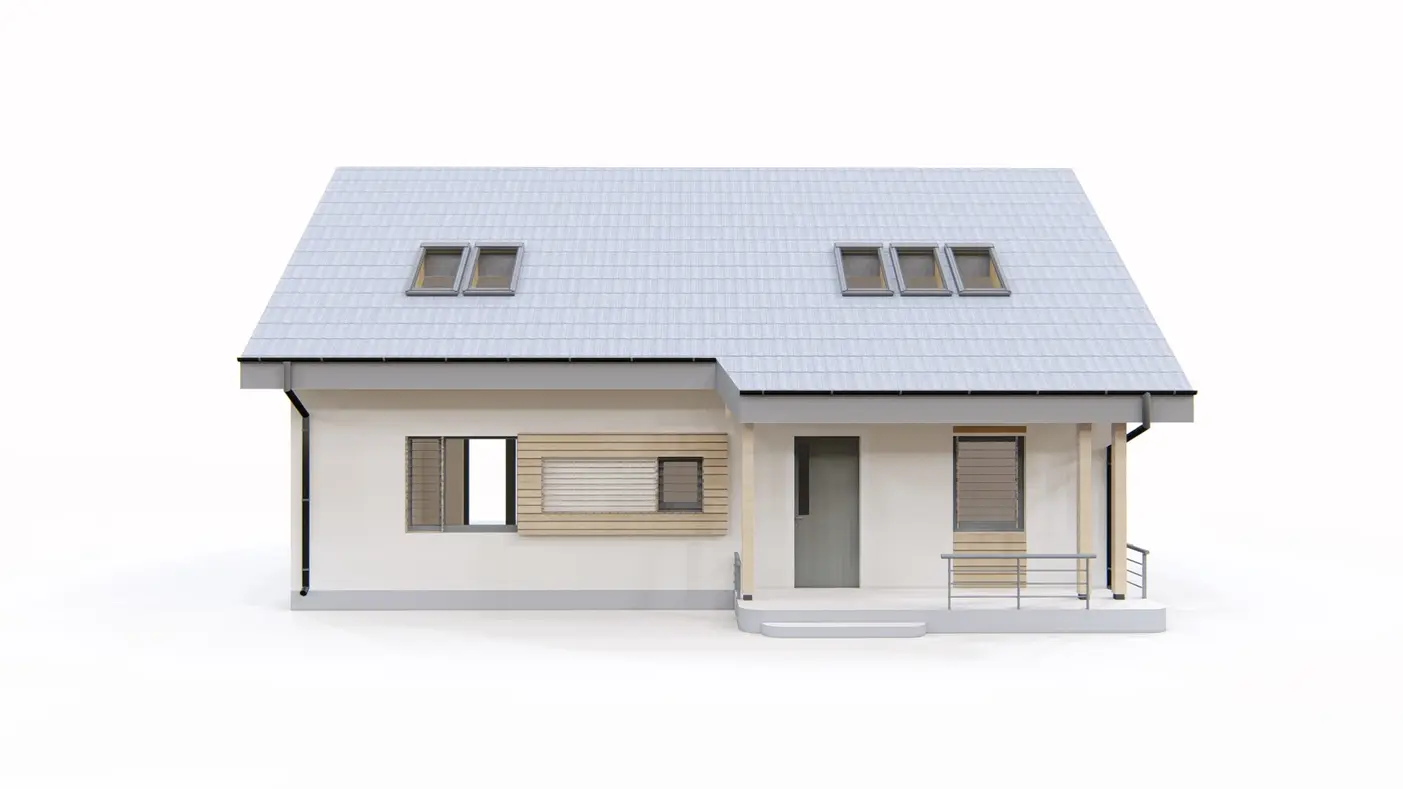 Home project  - Projekt domu z poddaszem, gabinetem na parterze oraz dużym pom. gosp.