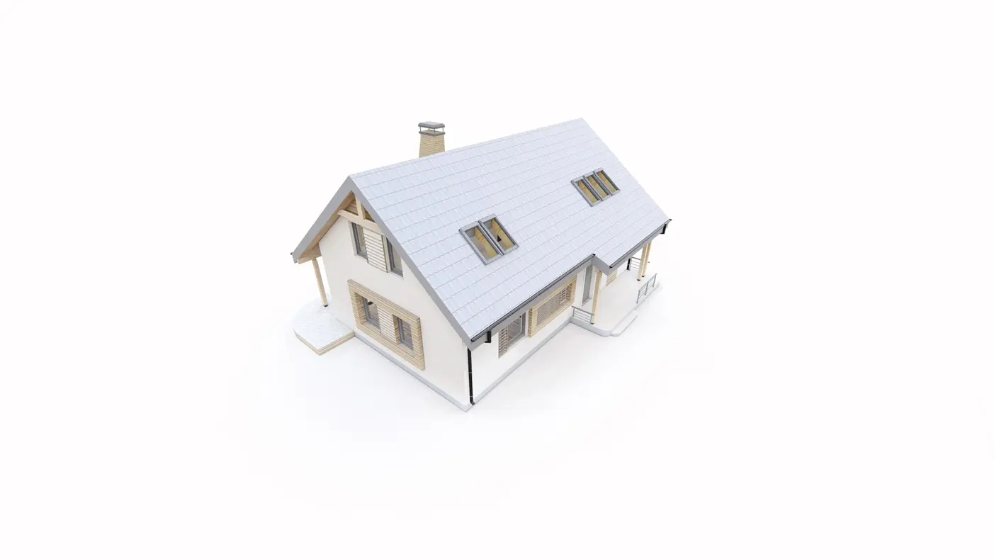 Home project  - Projekt domu z poddaszem, gabinetem na parterze oraz dużym pom. gosp.