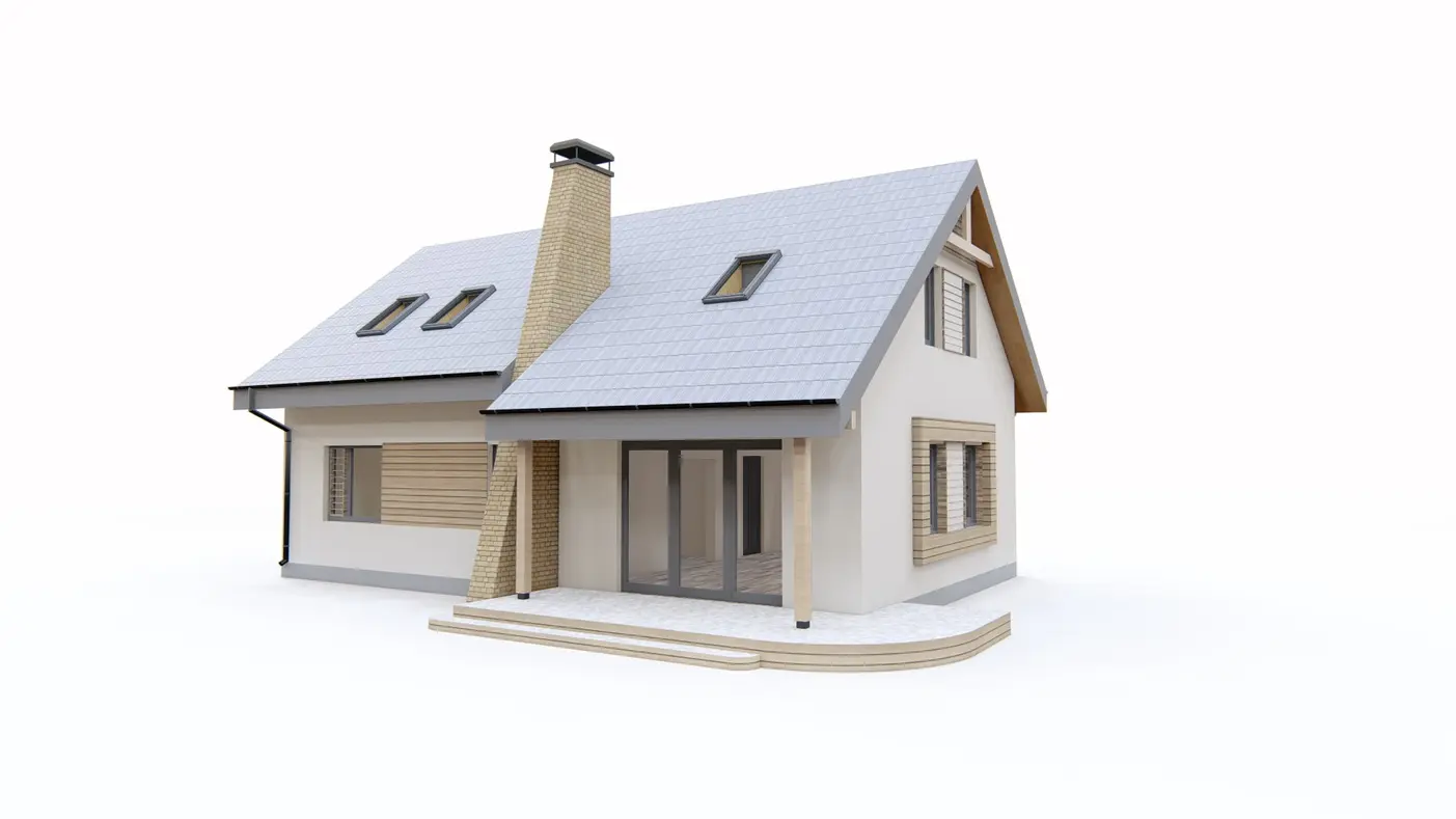 Home project  - Projekt domu z poddaszem, gabinetem na parterze oraz dużym pom. gosp.