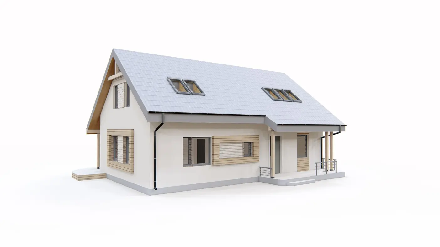 Home project  - Projekt domu z poddaszem, gabinetem na parterze oraz dużym pom. gosp.