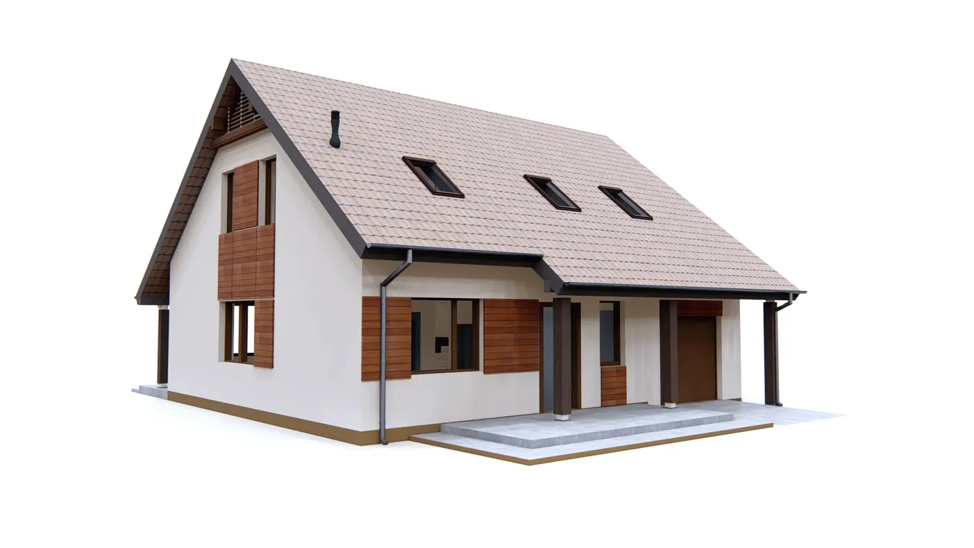 Gotowy projekt domu  - Łatwy w budowie dom z poddaszem, przestronną częścią dzienną i garażem.