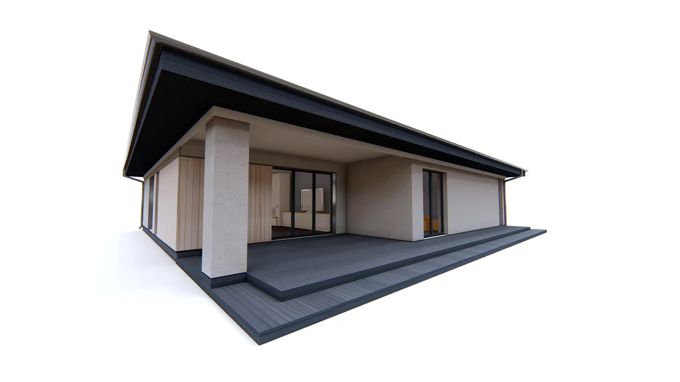 Home project  - Dom parterowy z dachem wielospadowym, 4 sypialniami oraz garażem do 140m2