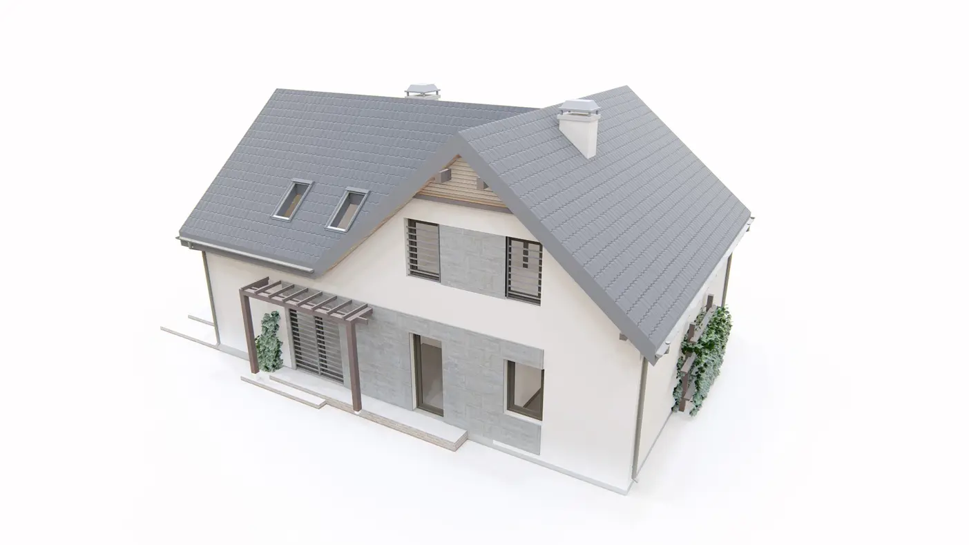 Home project  - Wygodnym dom z poddaszem, pokojem na parterze, garażem oraz dużym p.g.