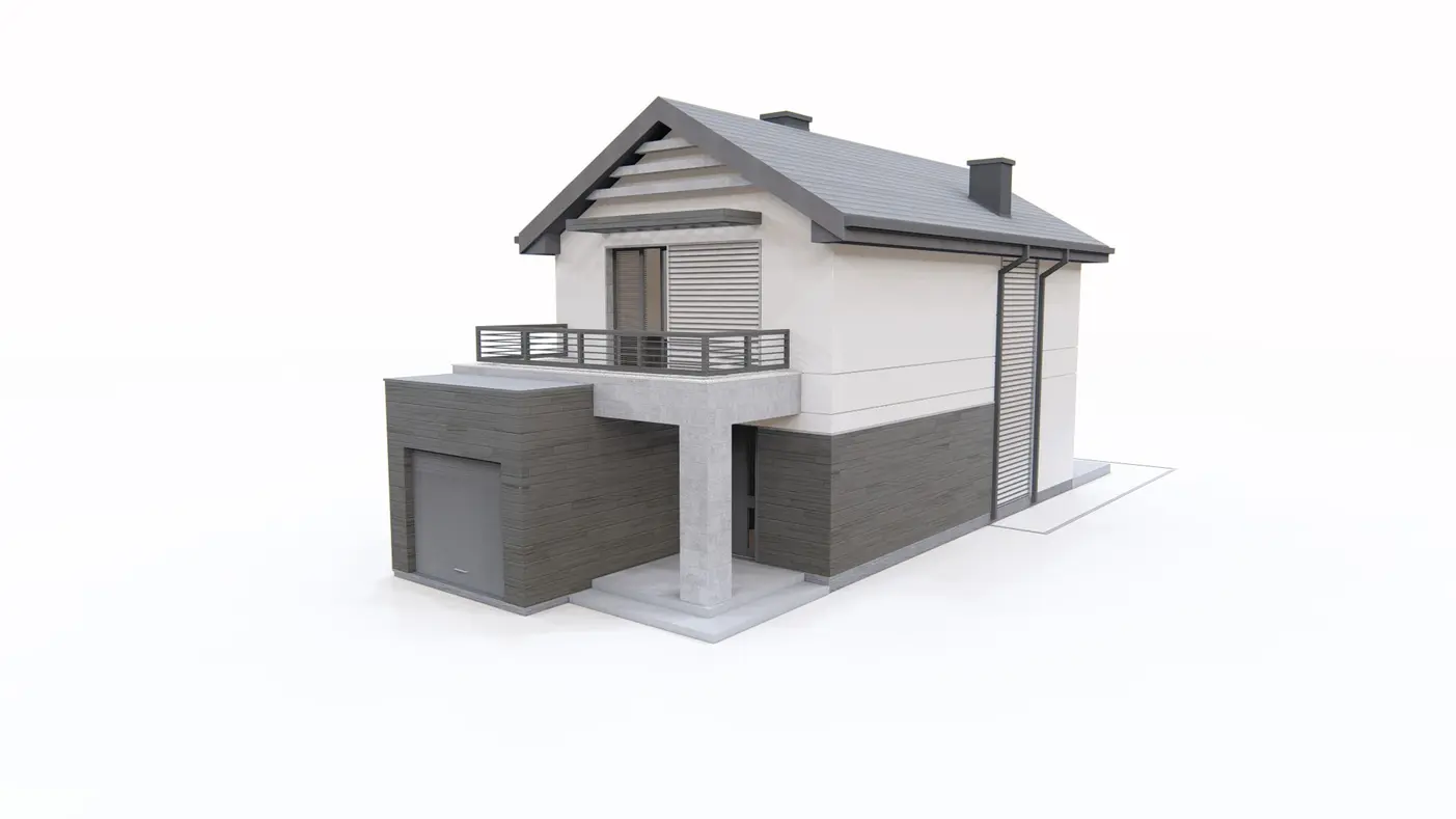 Home project  - Dom na wąską działkę z pełnym piętrem, garażem oraz 3 sypialniami. 