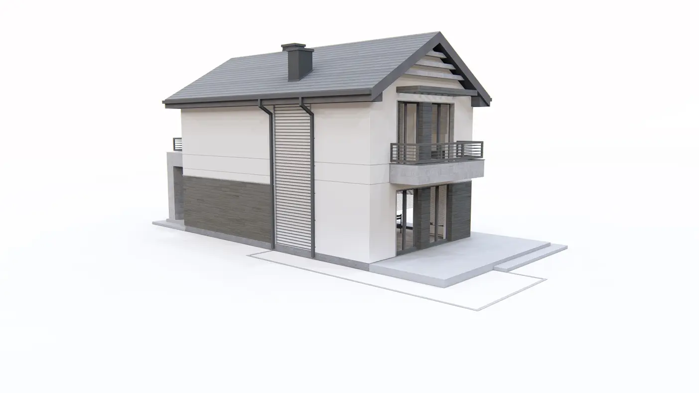 Home project  - Dom na wąską działkę z pełnym piętrem, garażem oraz 3 sypialniami. 
