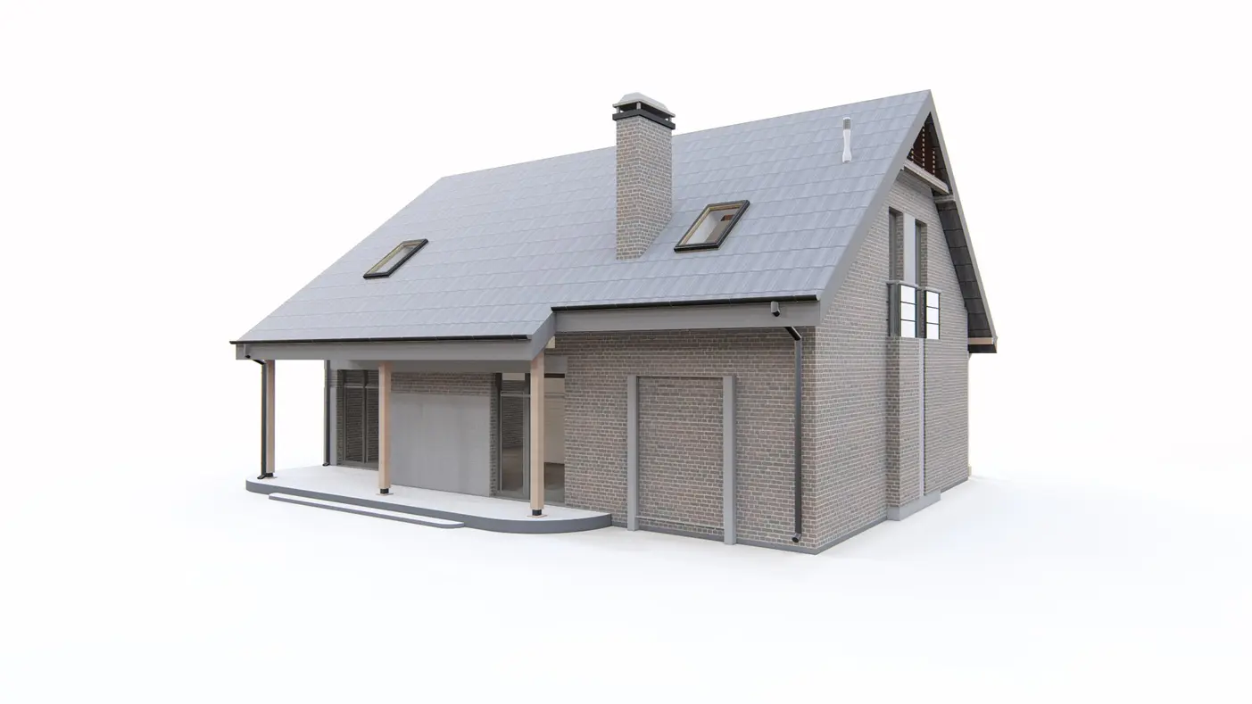 Home project  - Ekonomiczny dom z dwuspadowym dachem, przestronną częścią dzienną i garażem.