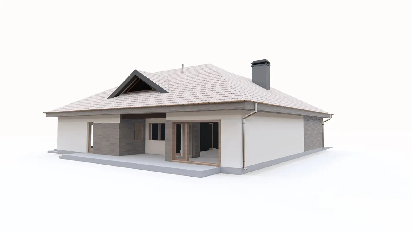 Home project  - Parterowy, wygodny dom jednorodzinny, z zadaszonym tarasem i garażem na dwa auta.