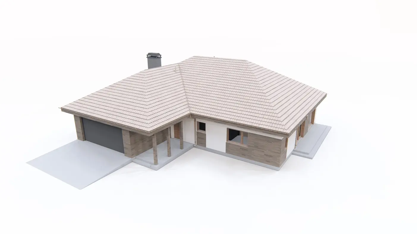 Home project  - Parterowy, wygodny dom jednorodzinny, z zadaszonym tarasem i garażem na dwa auta.