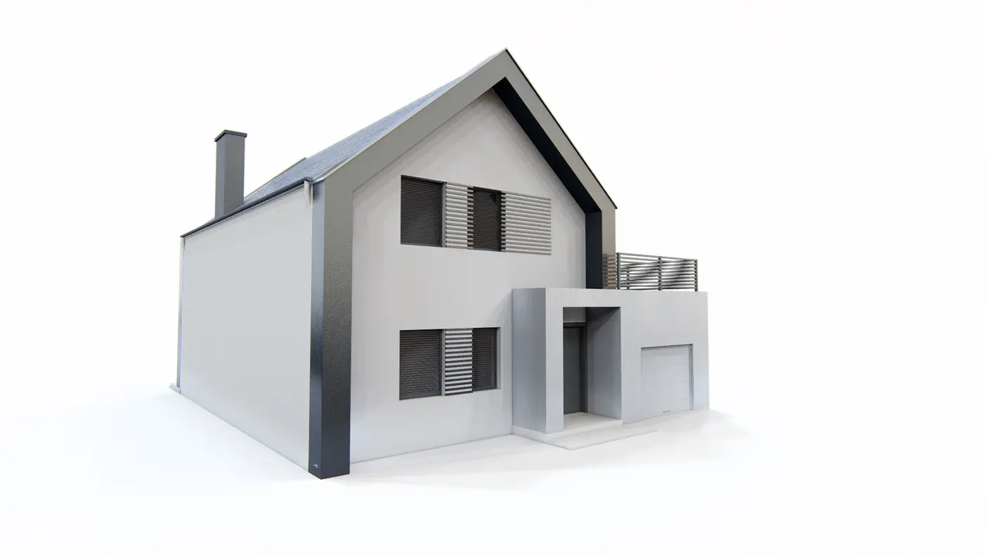 Home project  - Nowoczesny dom dwurodzinny z dachem dwuspadowymi i garażem jednostanowiskowym