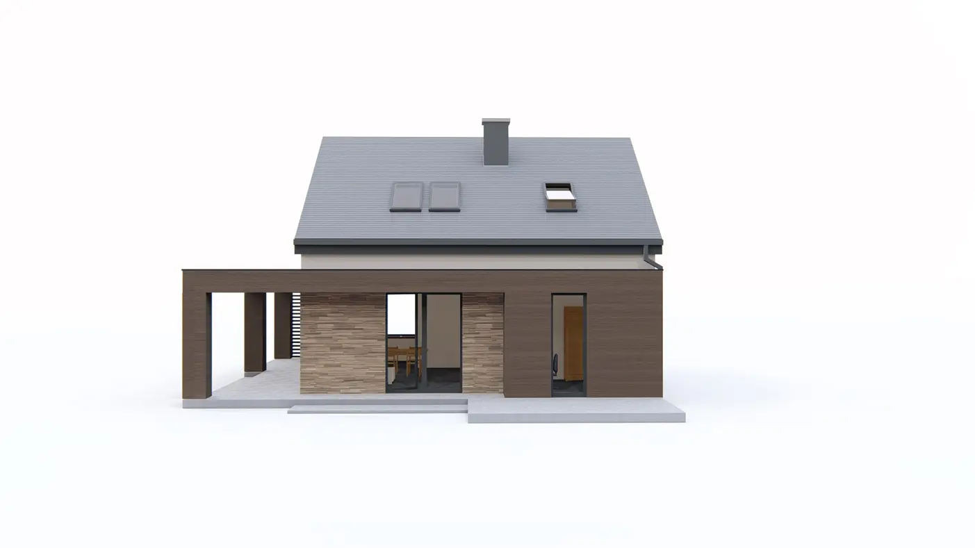 Home project  - Prosty dom z poddaszem użytkowym o powierzchni 95m2 z gabinetem na parterze.