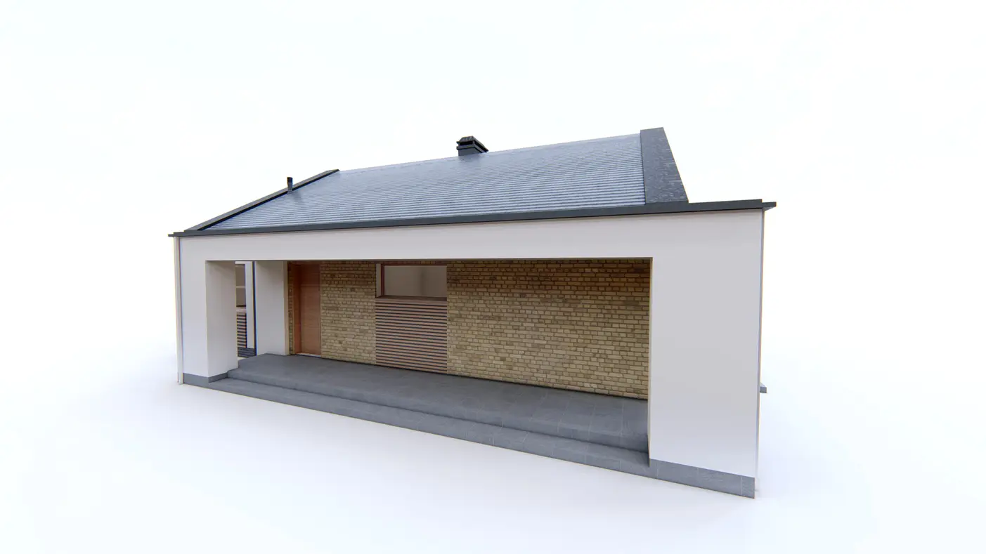 Gotowy projekt domu  - Parterowy dom z dachem 2spadowym oraz 3 sypialniami na 100m2.