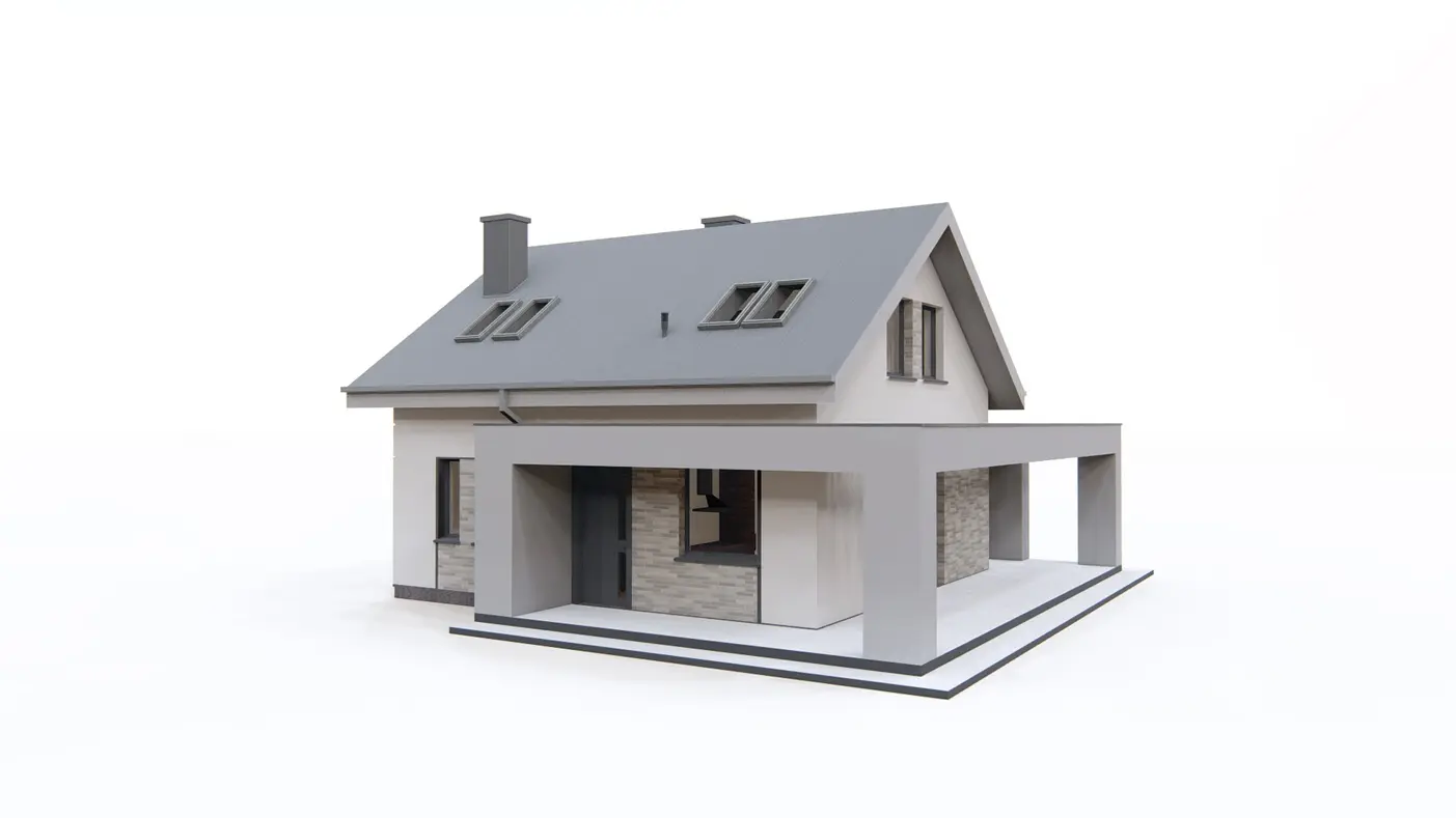 Home project  - Dom z poddaszem użytkowym o powierzchni 91m2 z dodatkowym pokojem na parterze.