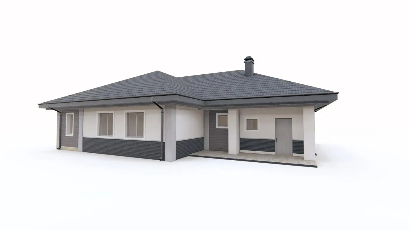 Gotowy projekt domu  - Wygodny projekt domu parterowego z garażem bocznym i funkcjonalnym wnętrzem.