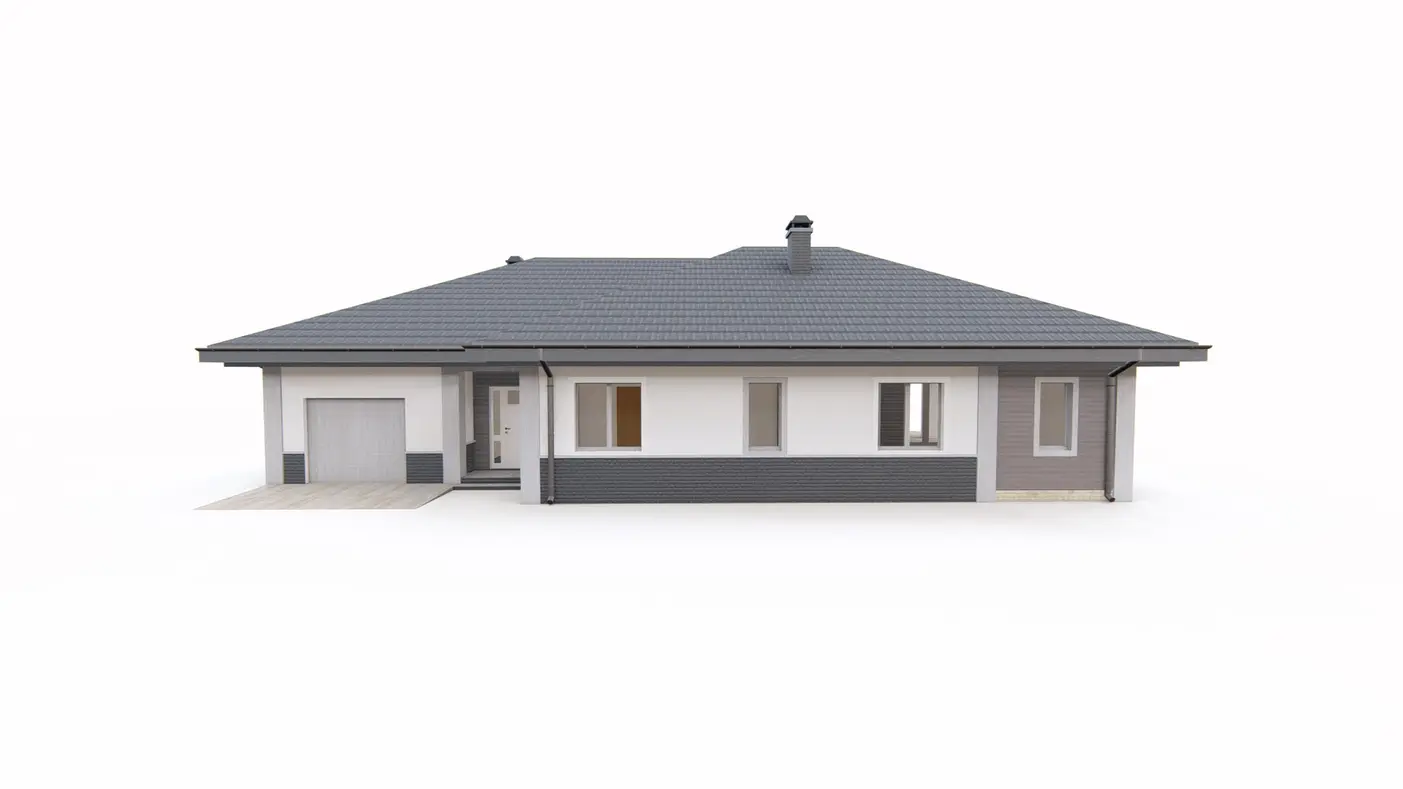 Gotowy projekt domu  - Wygodny projekt domu parterowego z garażem bocznym i funkcjonalnym wnętrzem.