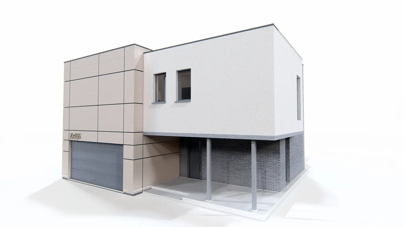 Gotowy projekt domu  - Nowoczesny dom piętrowy z dachem płaskim o powierzchni ok 160m2.