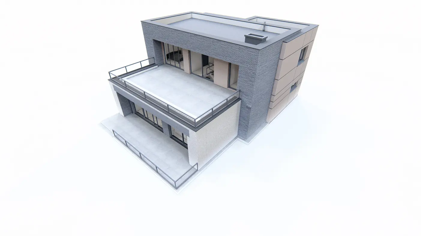 Gotowy projekt domu  - Nowoczesny dom piętrowy z dachem płaskim o powierzchni ok 160m2.