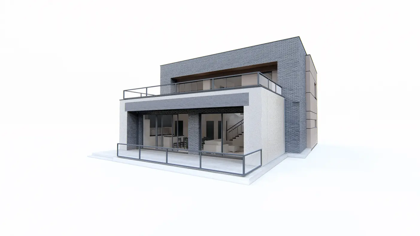 Gotowy projekt domu  - Nowoczesny dom piętrowy z dachem płaskim o powierzchni ok 160m2.