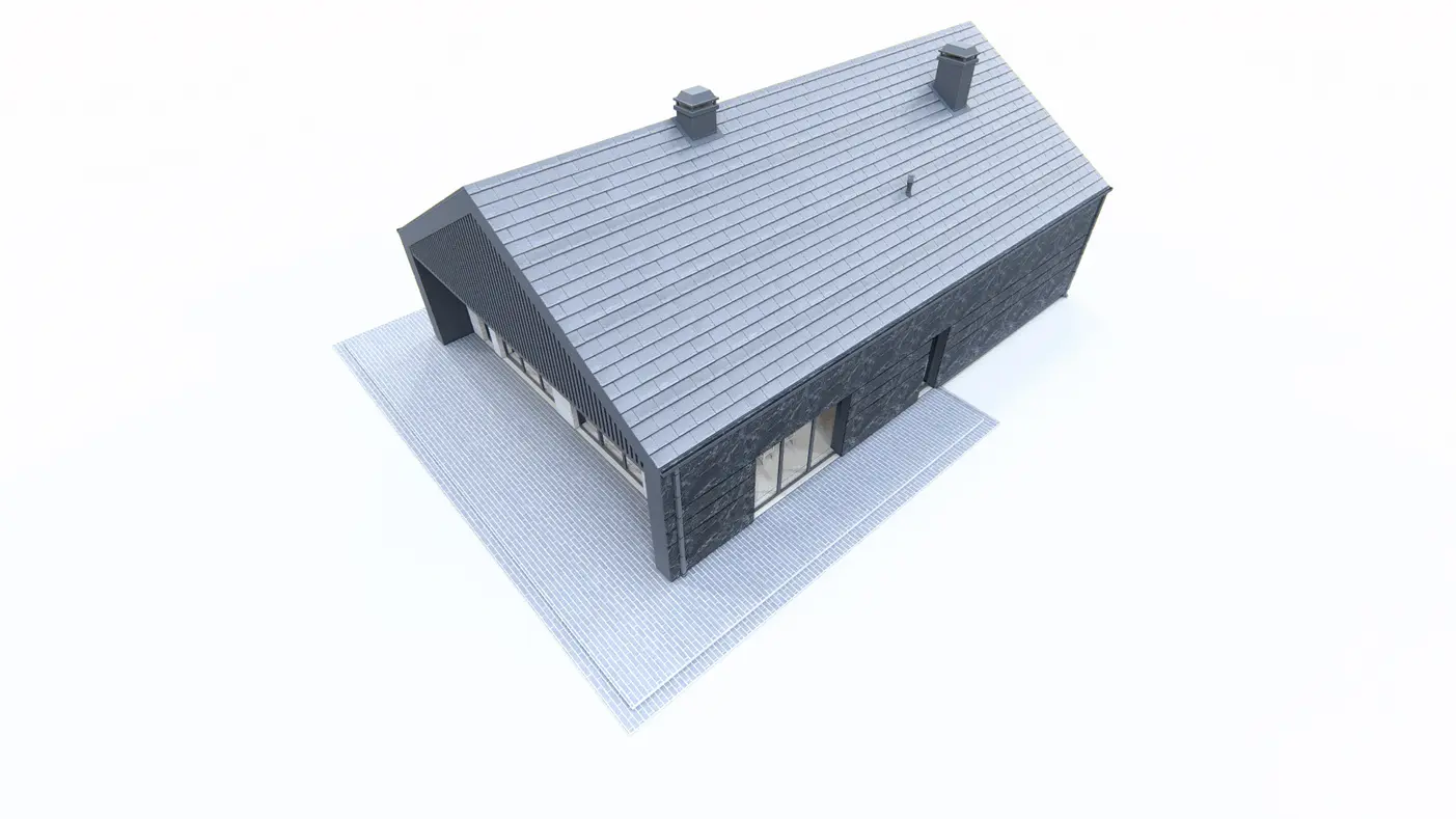 Home project  - Dom o prostej konstrukcji z przestronnym salonem i wydzieloną główną sypialnią