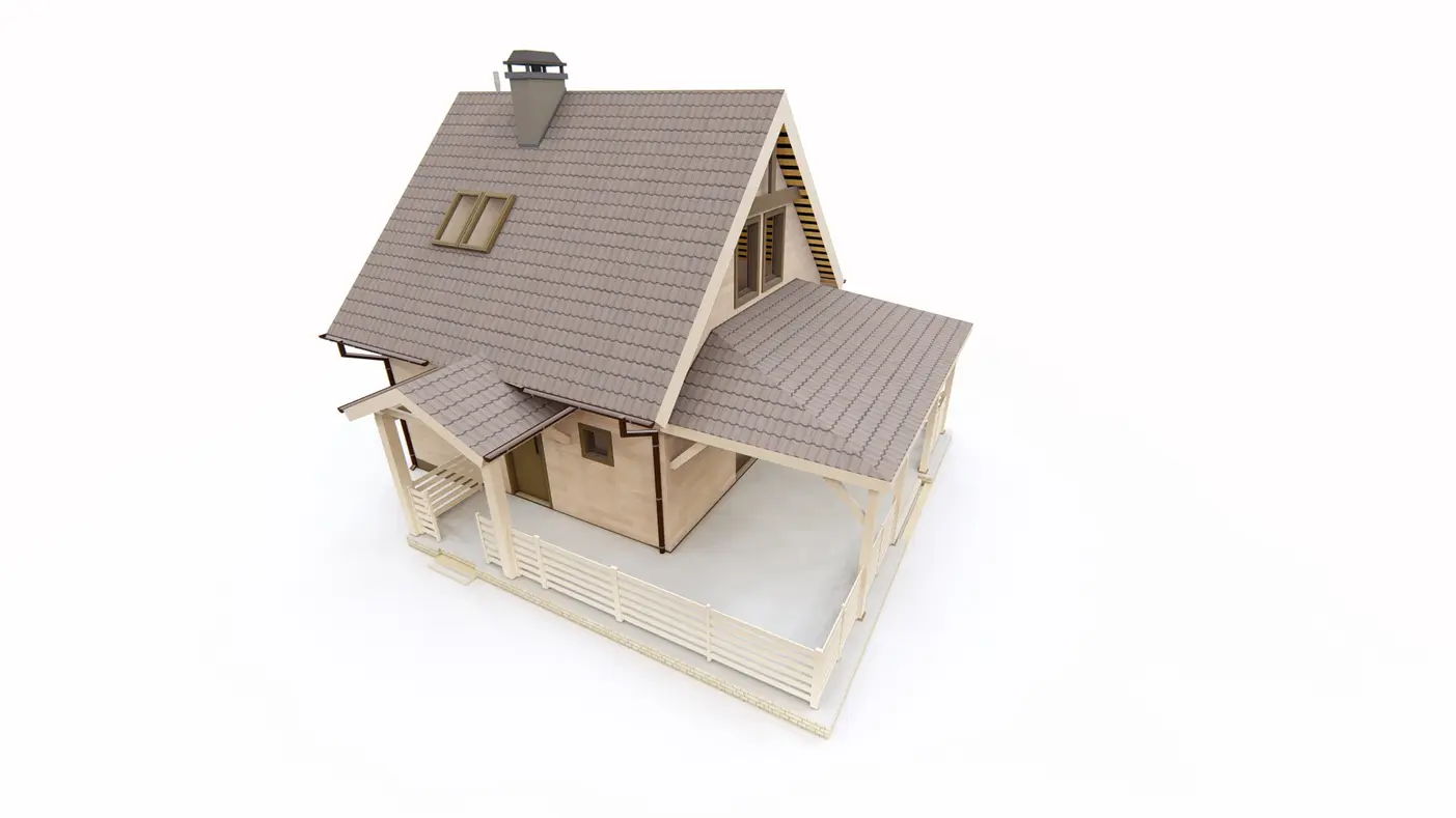 Home project  - Dom z werandą w naturalnym drewnie, prosty i tani w realizacji.