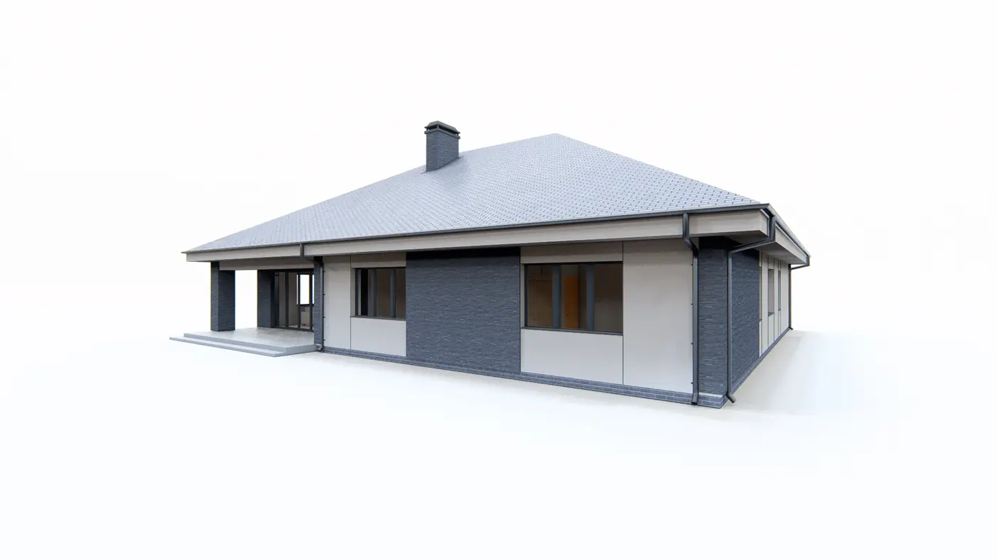 Home project  - Parterowy dom z garażem na dwa samochody, z wjazdem od frontu.