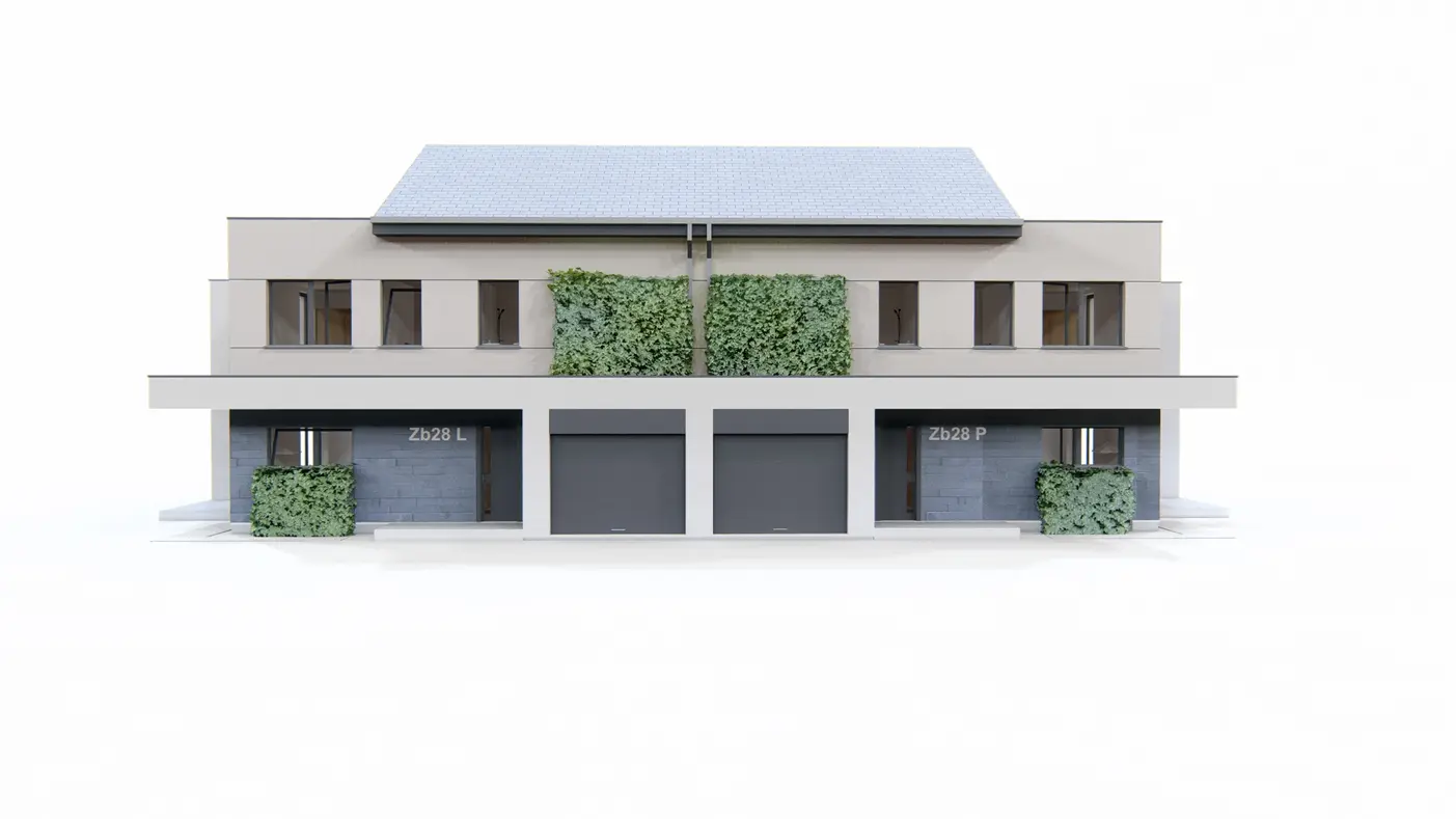 Gotowy projekt domu  - Bliźniak 3-kondygnacyjny z garażem, 3 sypialniami i pokojem rekreacyjnym.