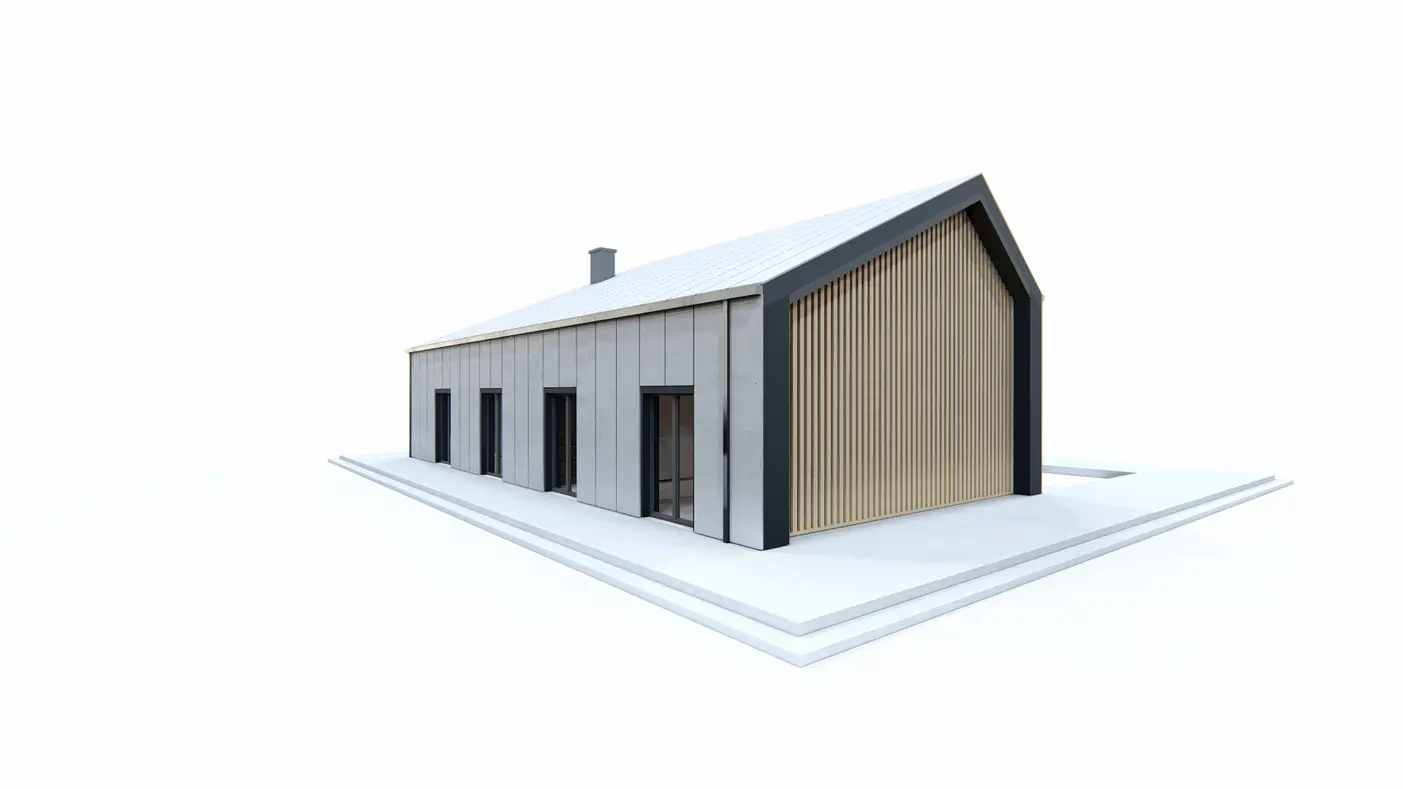 Home project  - Dom z przestronnym, wysokim salonem i wydzieloną sypialnią główną