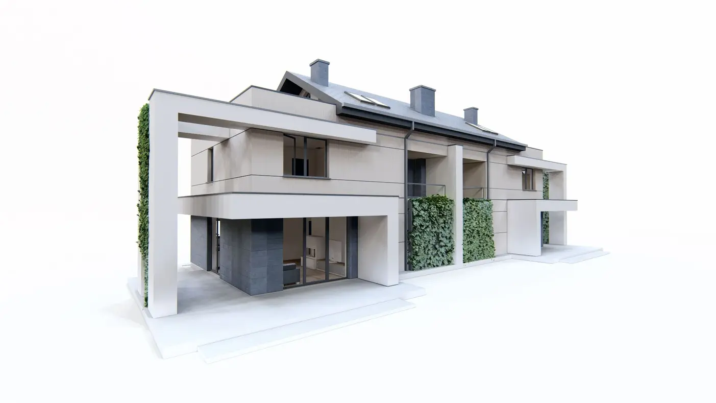 Mājas projekts  - Trīsstāvu dvīņu mājas projekts ar garāžu - Zb28