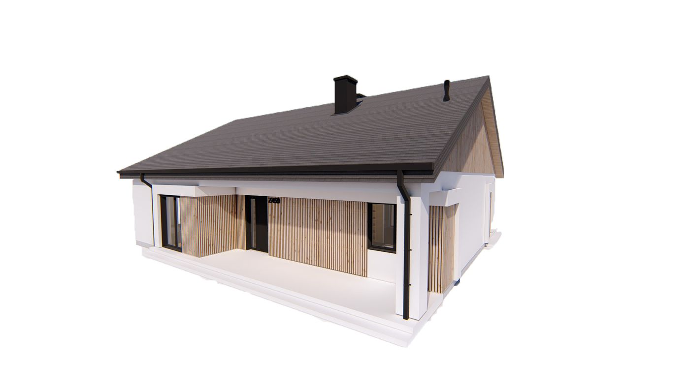 Home project  - Dom o powierzchni 126 m2 z dachem dwuspadowym, 4 pokojami oraz dużym salonem