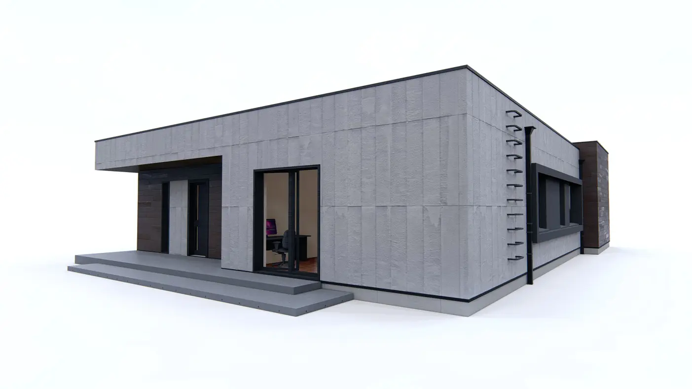 Home project  - Nowoczesna parterówka z 4 sypialniami, częścią dzienną od ogrodu i zadaszonym ta