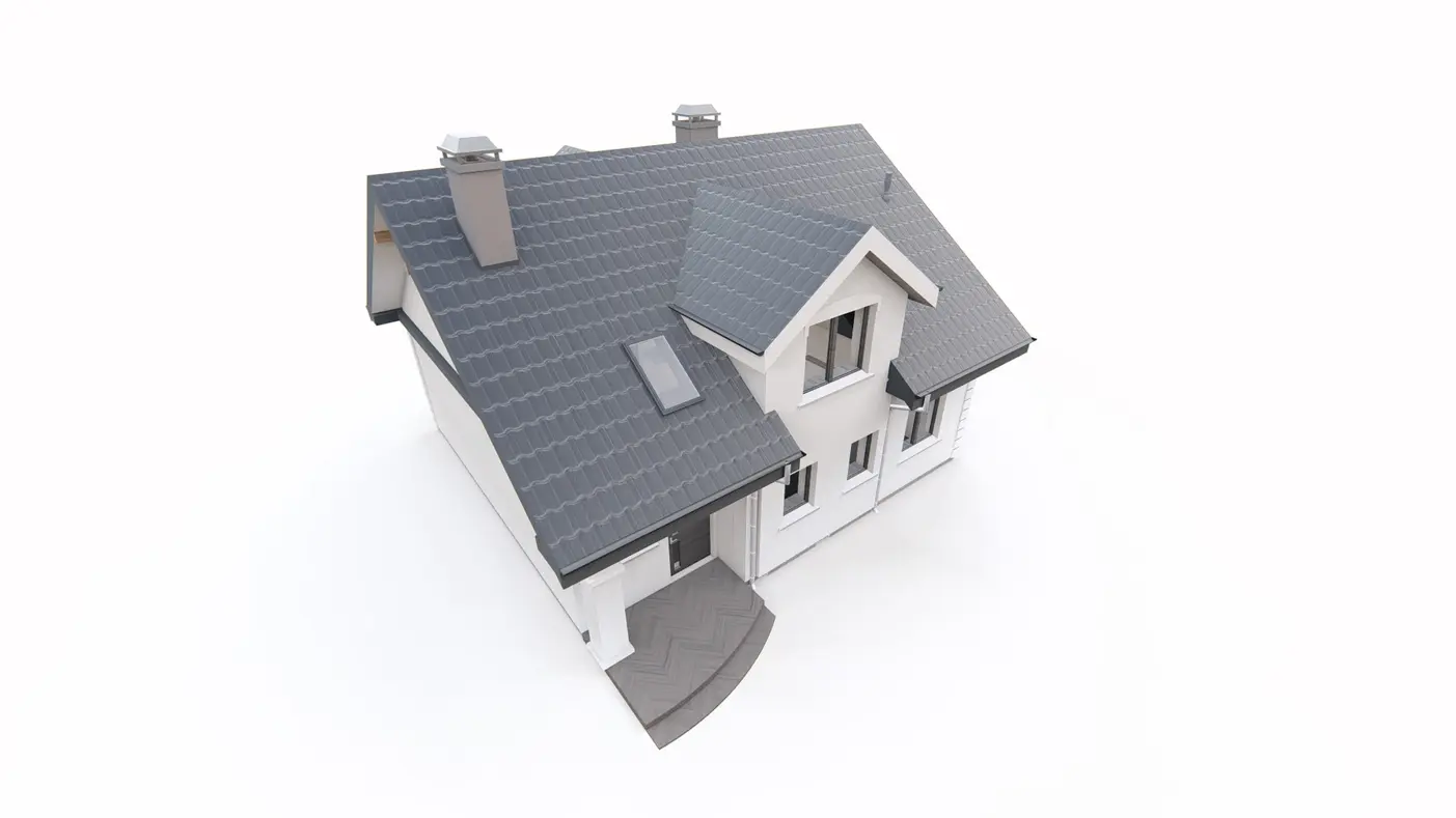 Home project  - Projekt domu z poddaszem,wykuszem oraz tarasem bocznym także na małą działkę.