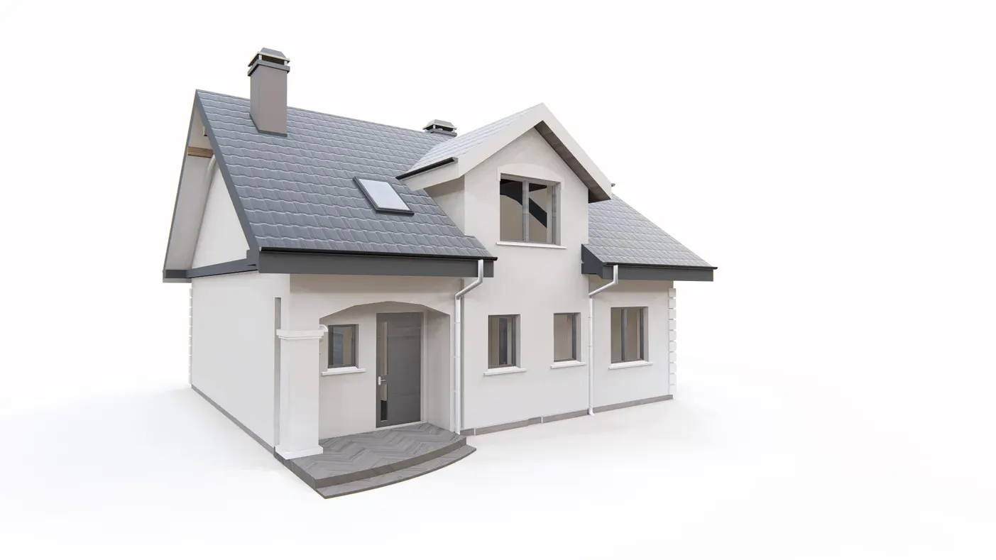 Home project  - Projekt domu z poddaszem,wykuszem oraz tarasem bocznym także na małą działkę.