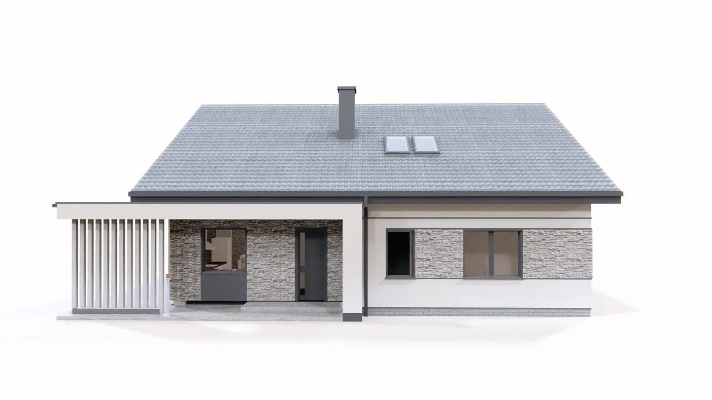 Mājas projekts  - Parterowy dom o powierzchni 110m2, 3 sypialniami oraz z opcją poddasza.