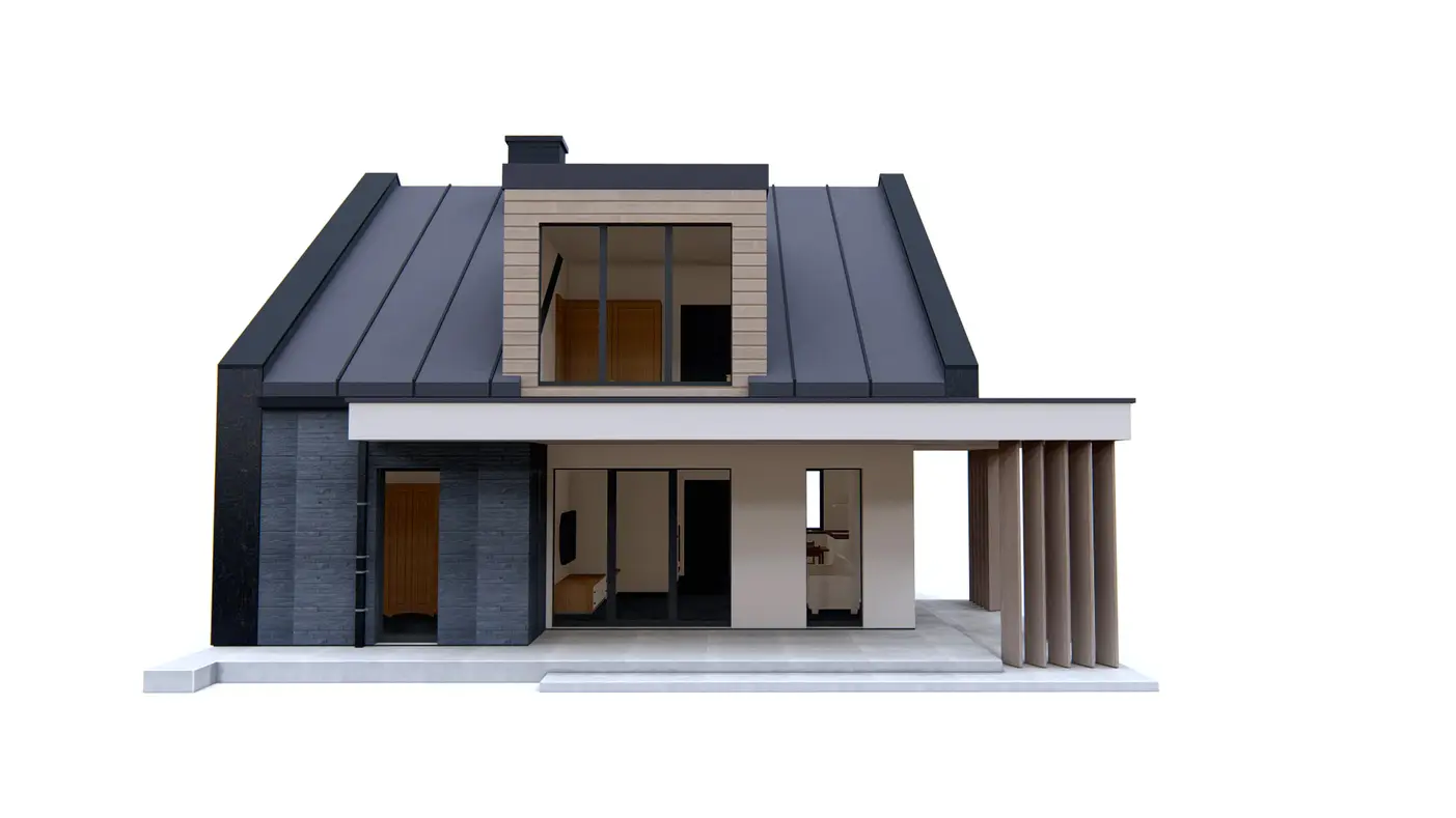 Home project  - Dom do zabudowy bliźniaczej o powierzchni ok 100m2 z lukarną od strony ogrodu.