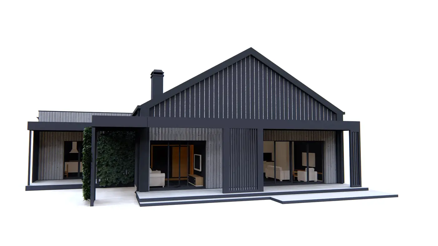 Home project  - Dom dwulokalowy z garażem dwustanowiskowym, poddaszem i tarasem na piętrze.