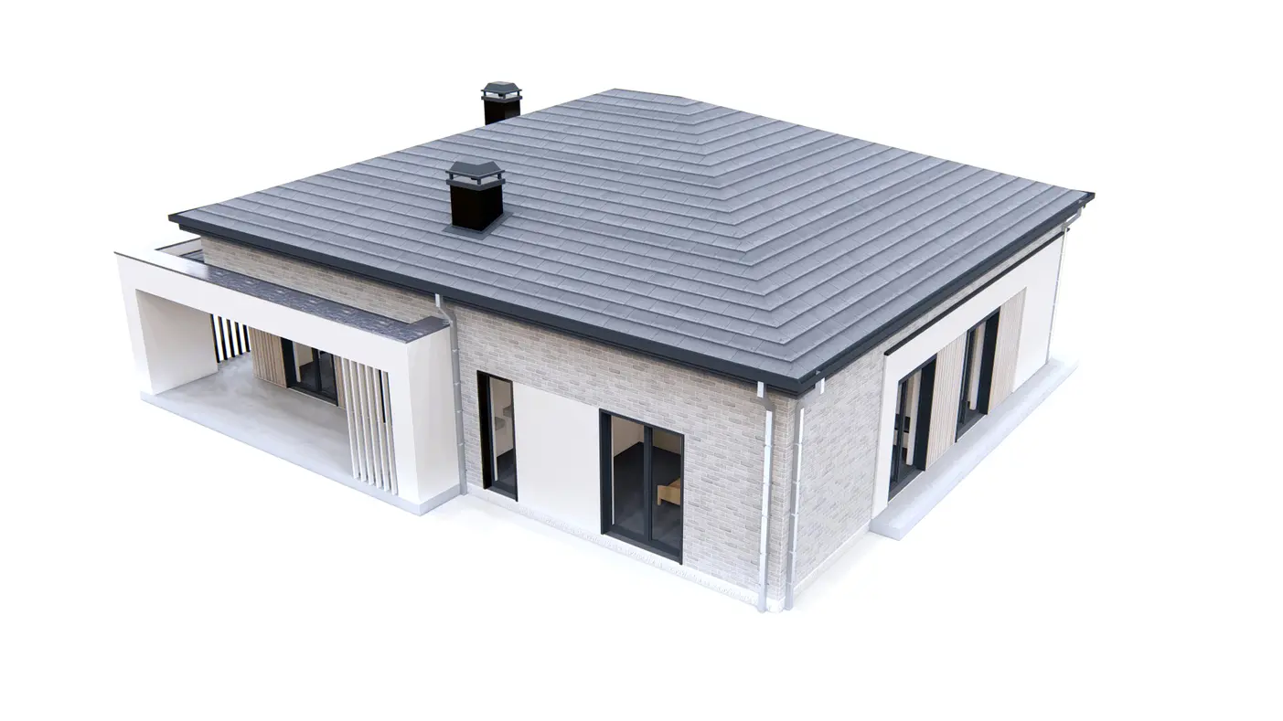 Home project  - Współczesny, parterowy dom z 4 sypialniami i garażem na 2 samochody.
