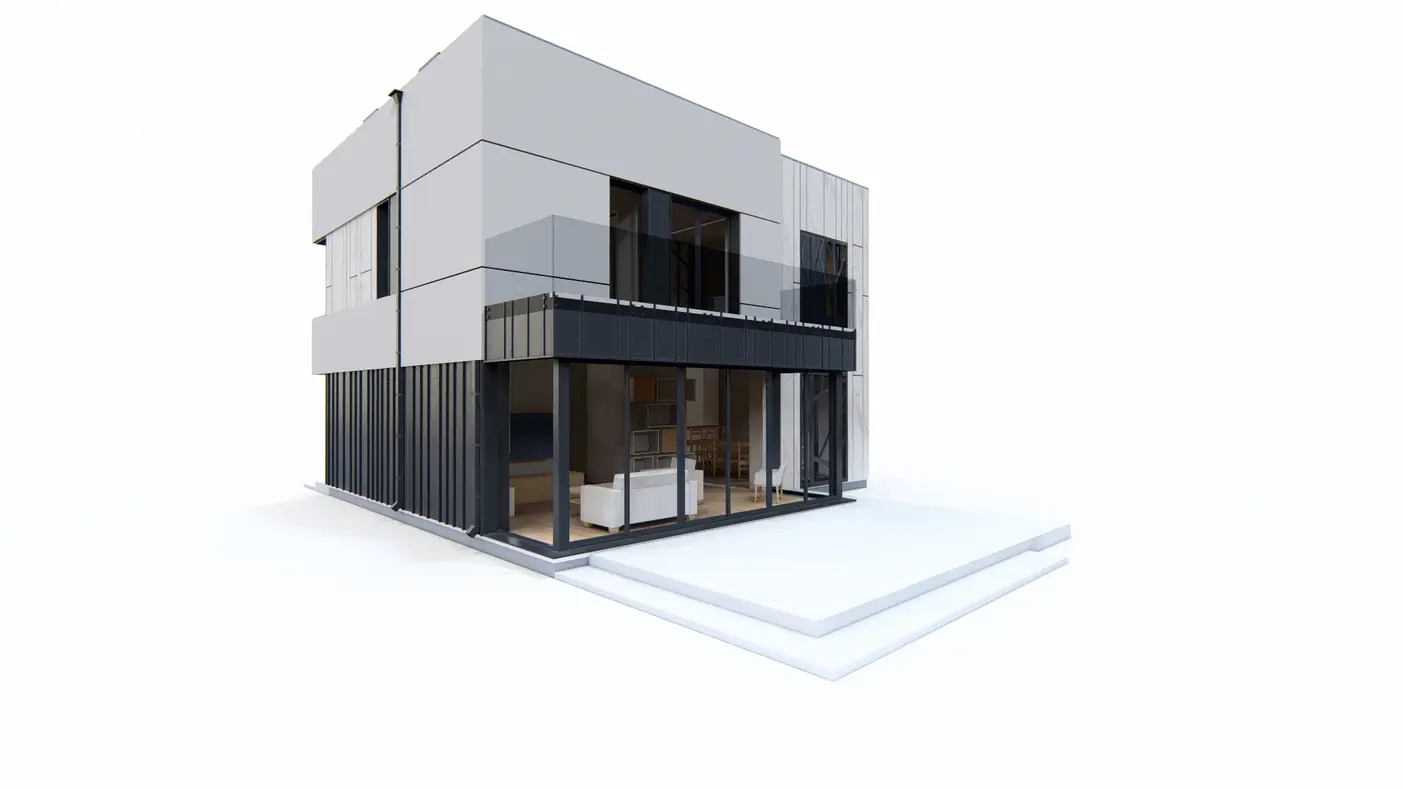 Home project  - Nowoczesny dom piętrowy w miejskim stylu na wąską działkę.