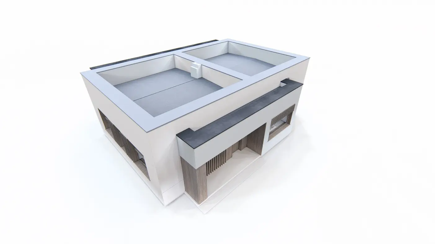 Home project  - Parterowy nowoczesny dom z 4 pokojami z salonem oraz zadaszonym tarasem.