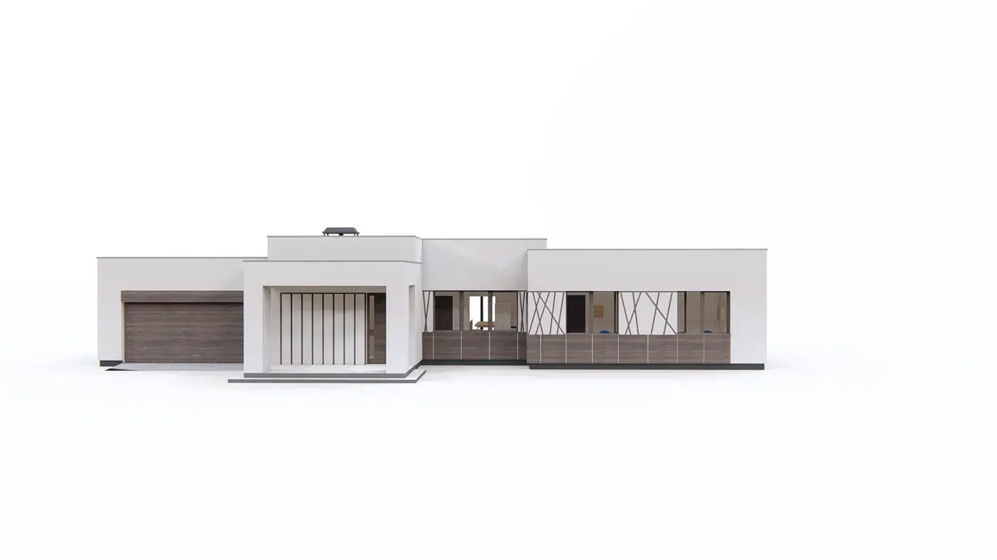 Namo projektas  - Modernus vienaaukštis su dviviečiu garažu
