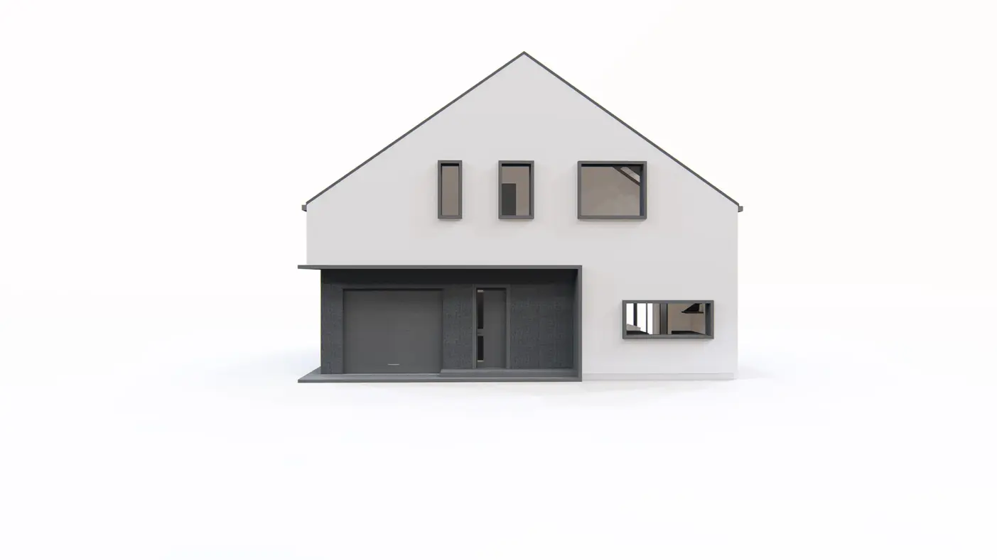 Home project  - Dom z poddaszem użytkowym, dachem 2-spadowym oraz garażem jednostanowiskowym.
